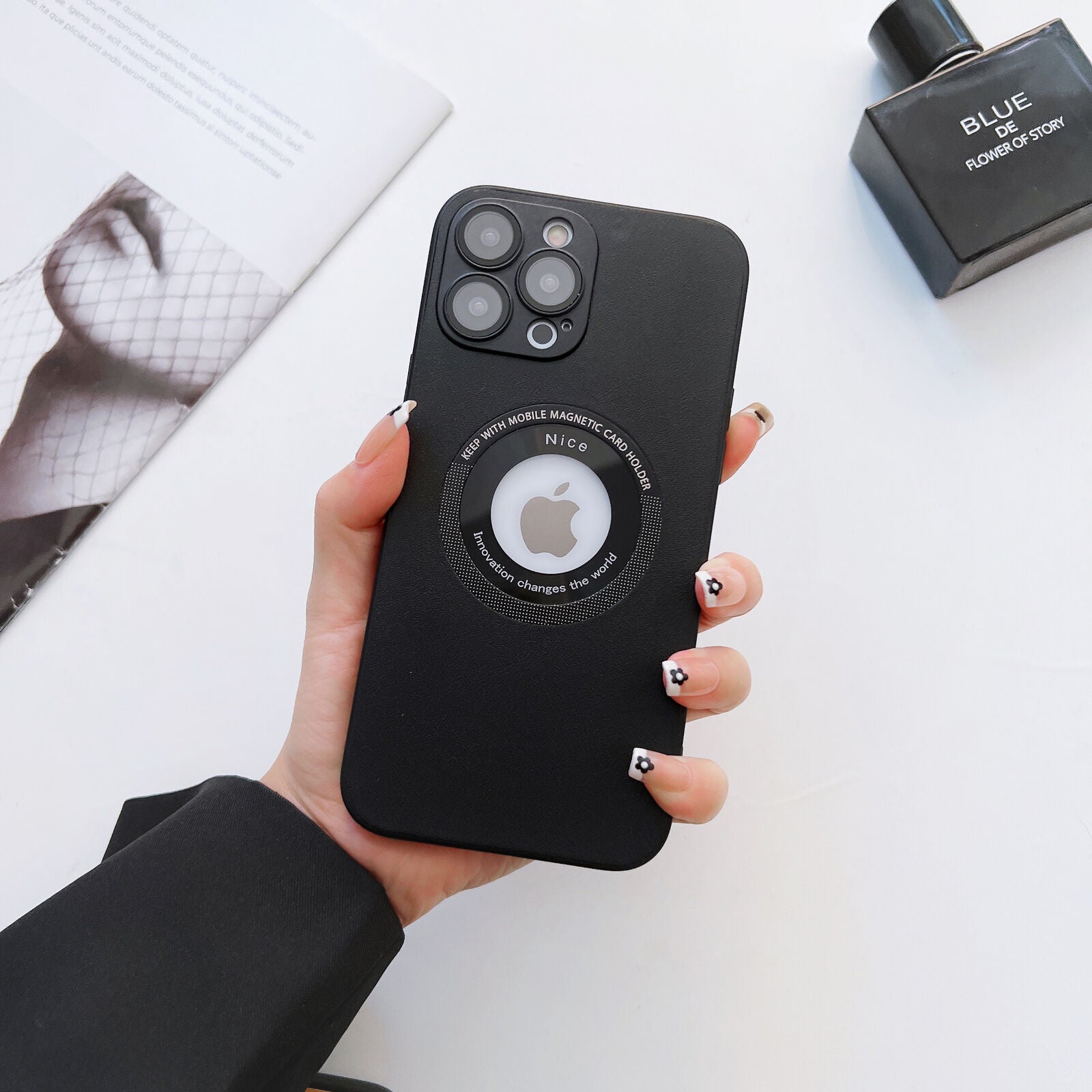 High End luxury Leather Look Magnetic Silicon Case For iPhone 13