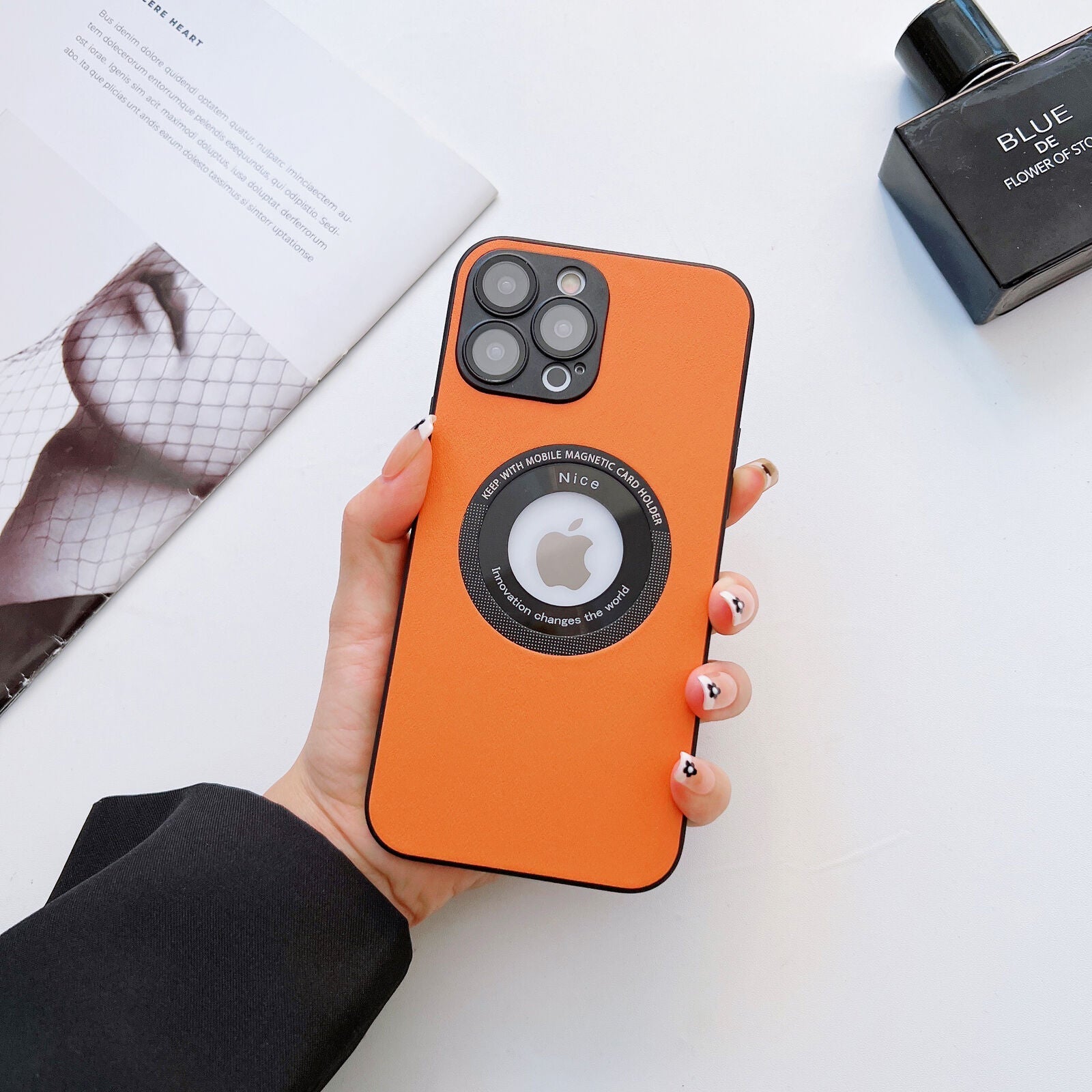 High End luxury Leather Look Magnetic Silicon Case For iPhone 14 Series