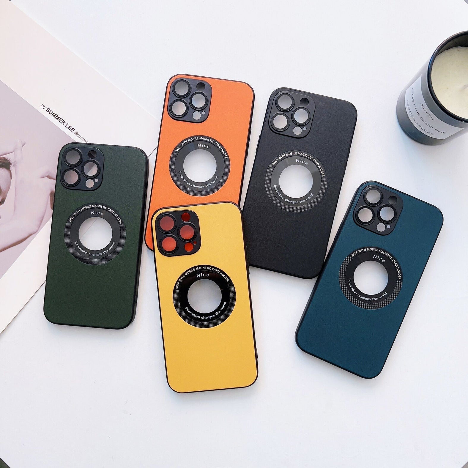 High End luxury Leather Look Magnetic Silicon Case For iPhone 13