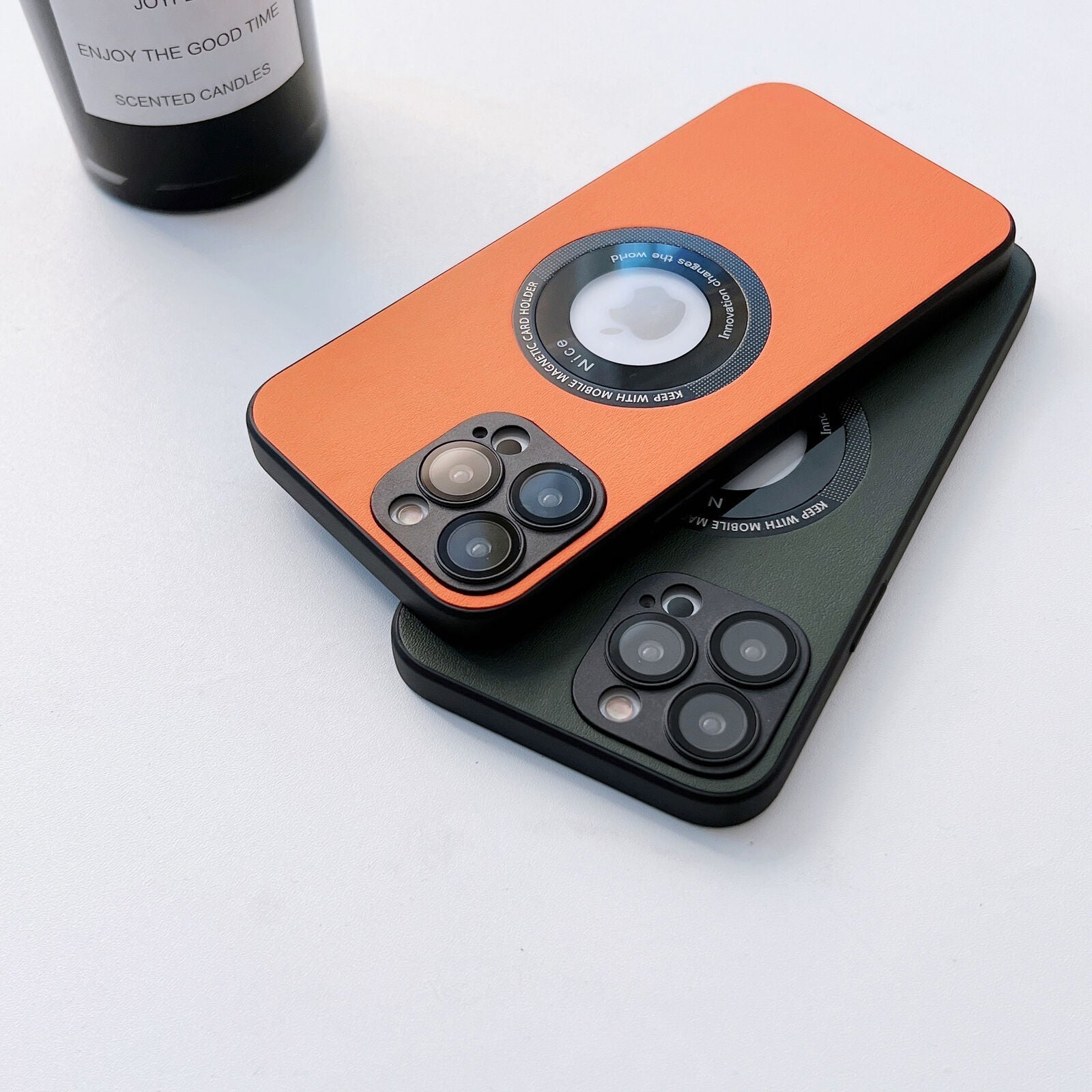 High End luxury Leather Look Magnetic Silicon Case For iPhone 13