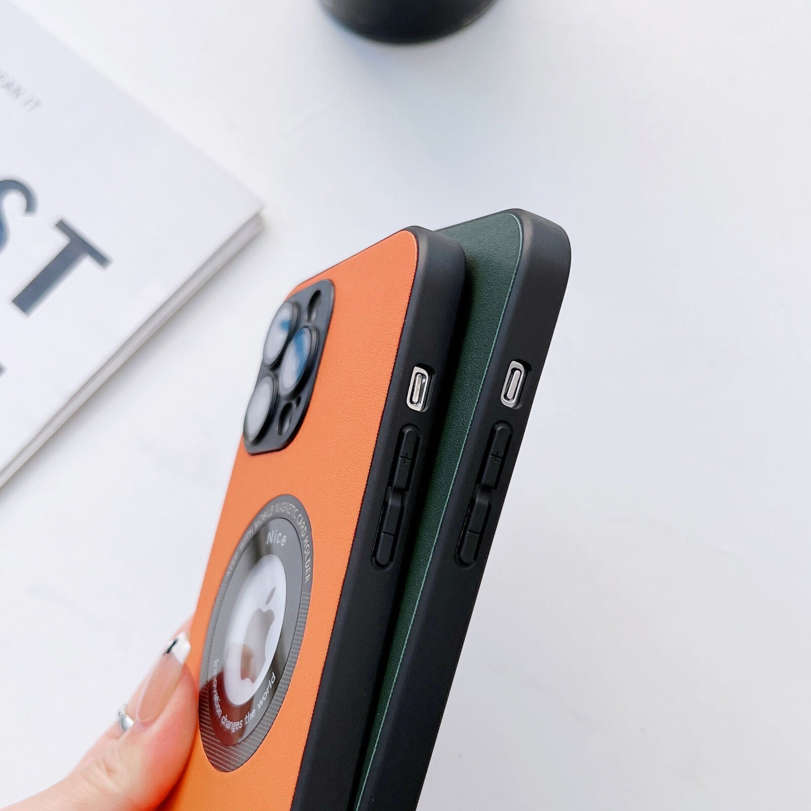 High End luxury Leather Look Magnetic Silicon Case For iPhone 14 Pro