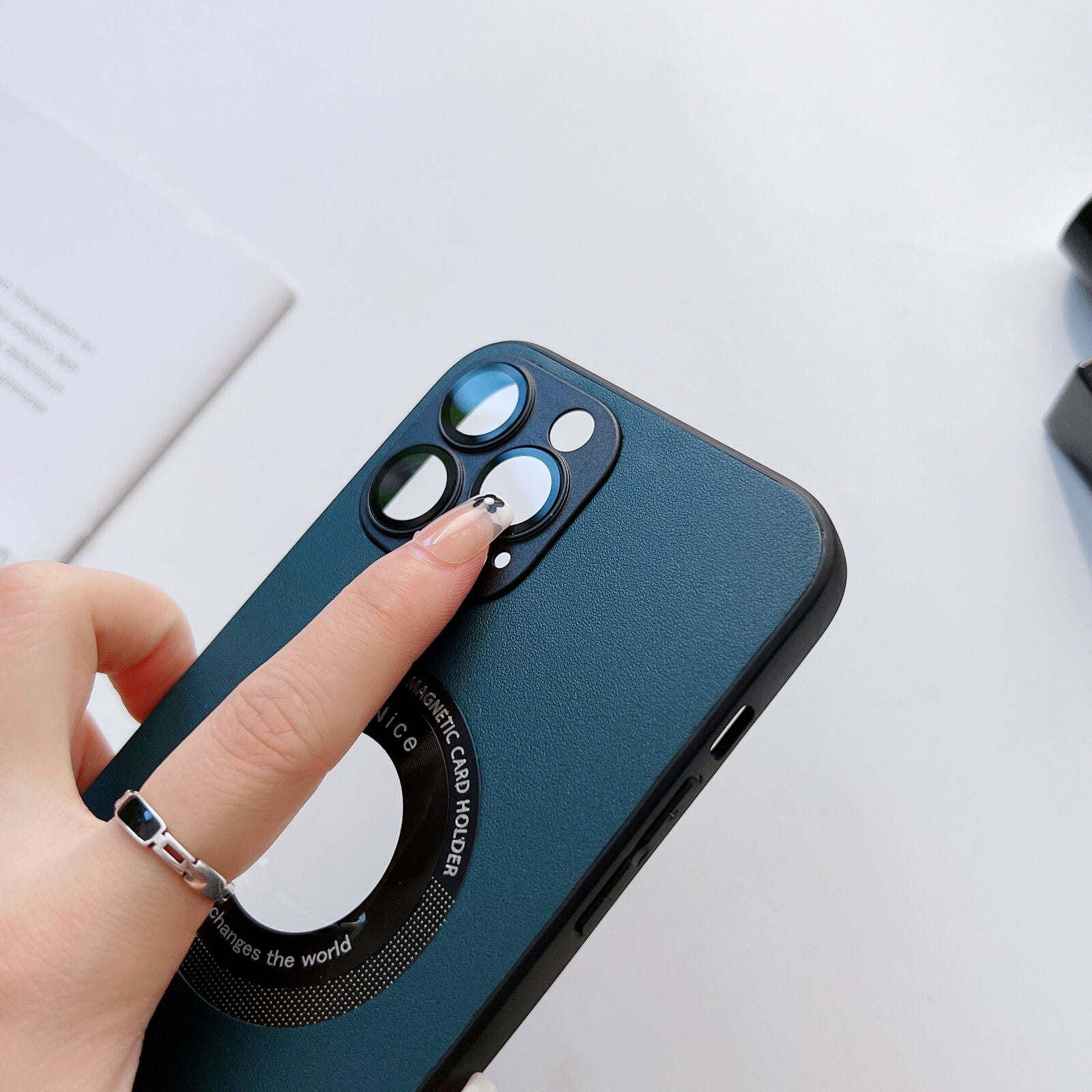 High End luxury Leather Look Magnetic Silicon Case For iPhone