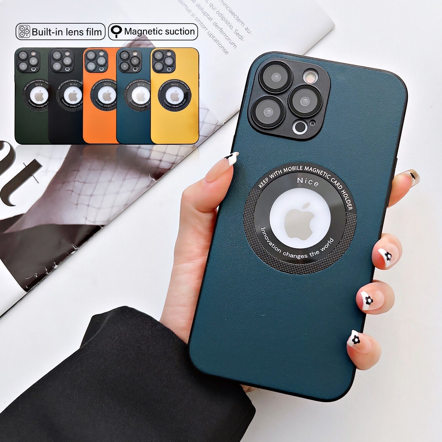 High End luxury Leather Look Magnetic Silicon Case For iPhone 14 Pro