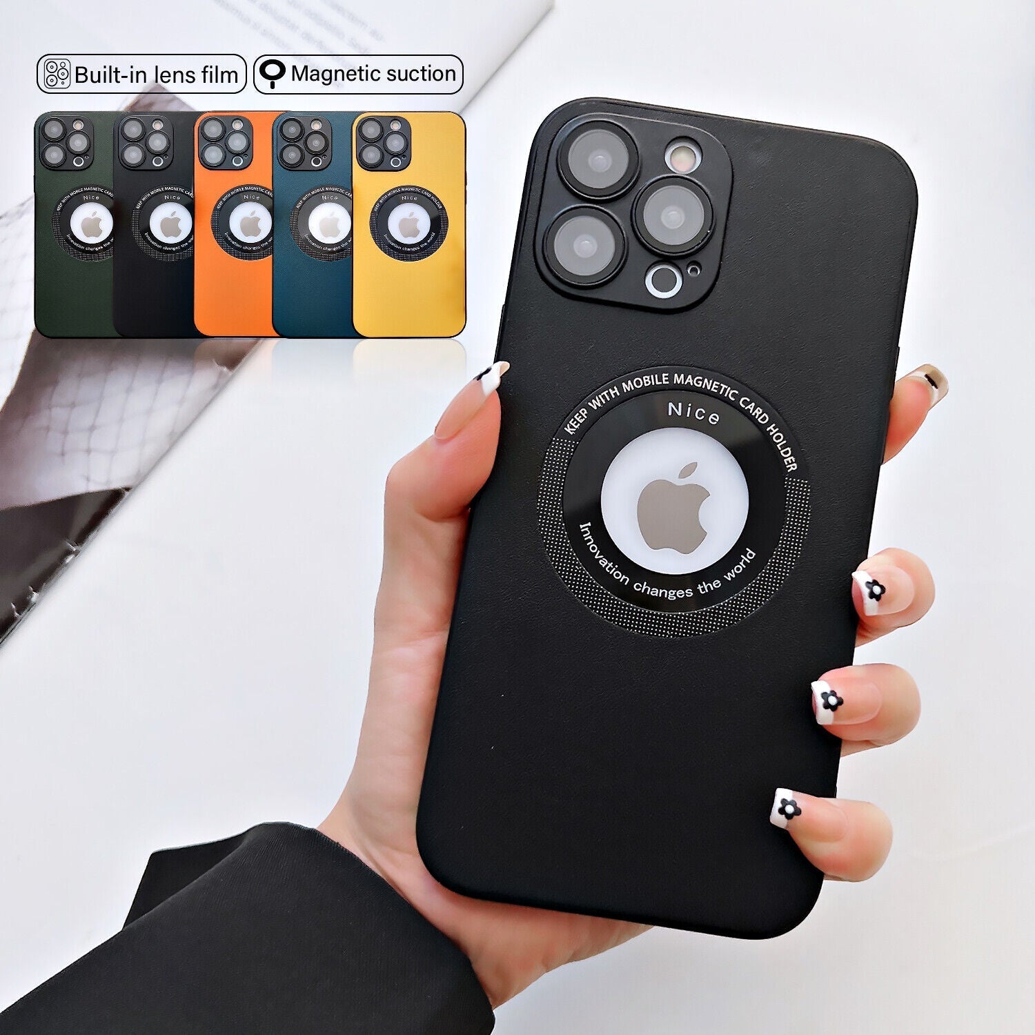 High End luxury Leather Look Magnetic Silicon Case For iPhone 14 Series
