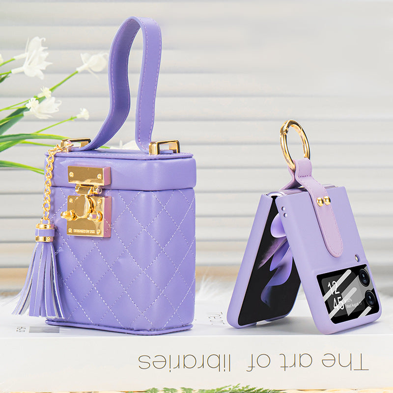 Luxury Leather Bag Metal Long Chain Case for Samsung Galaxy Z Flip 5