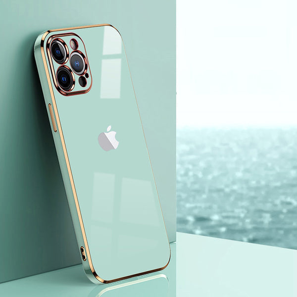 Electroplated Golden Edges Glossy Glass Back Case For iPhone For iPhone Series - Premium Cases