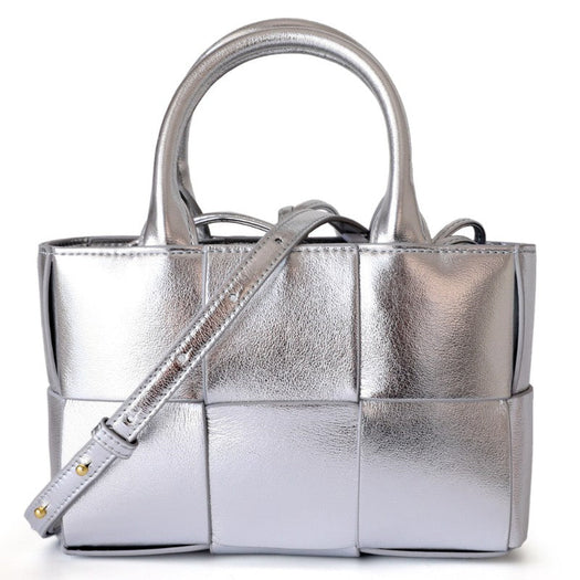 Luxury Leather Woven Bucket  Drawstring Handbag For Female