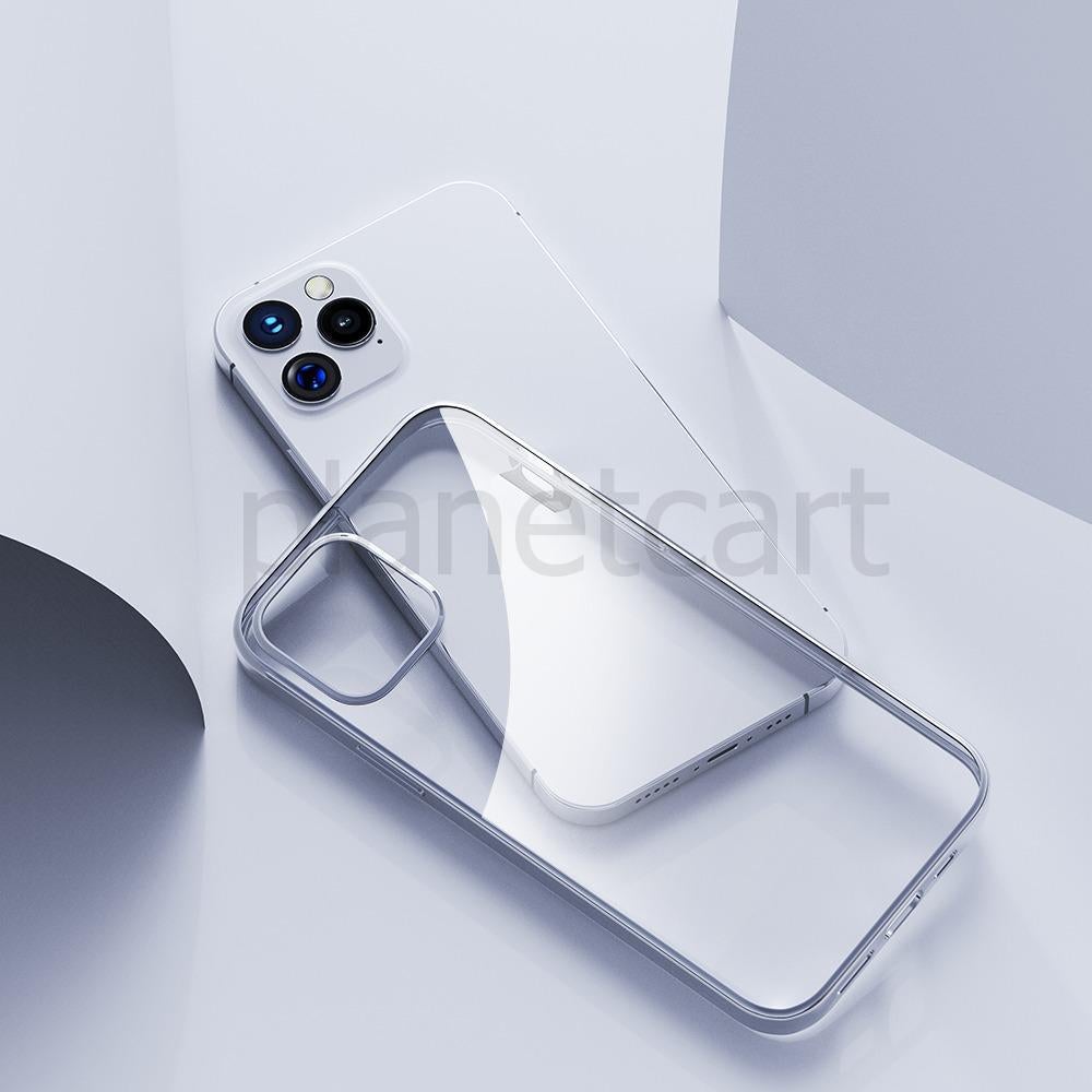 Premium Glossy Look Square Silicon Clear Silver Case For iPhone 13 Pro - planetcartonline