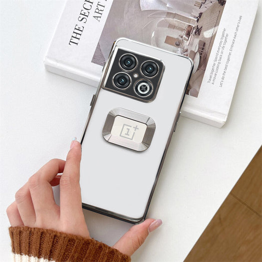 Premium Electroplated Luxury Square Silicon Clear Logo Cut Camera Protection Back Case Cover For Oneplus 10 Pro