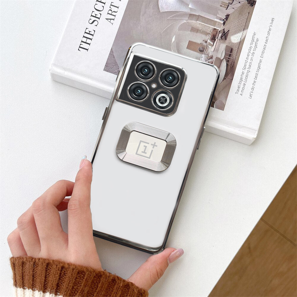 Premium Electroplated Luxury Square Silicon Clear Logo Cut Camera Protection Back Case Cover For Oneplus 10 Pro