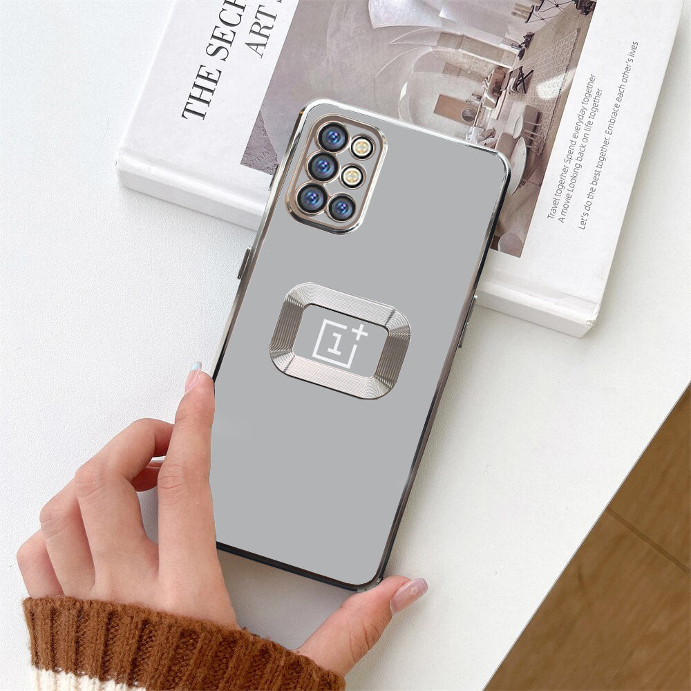 Premium Electroplated Luxury Square Silicon Clear Logo Cut Camera Protection Back Case Cover For Oneplus 9R