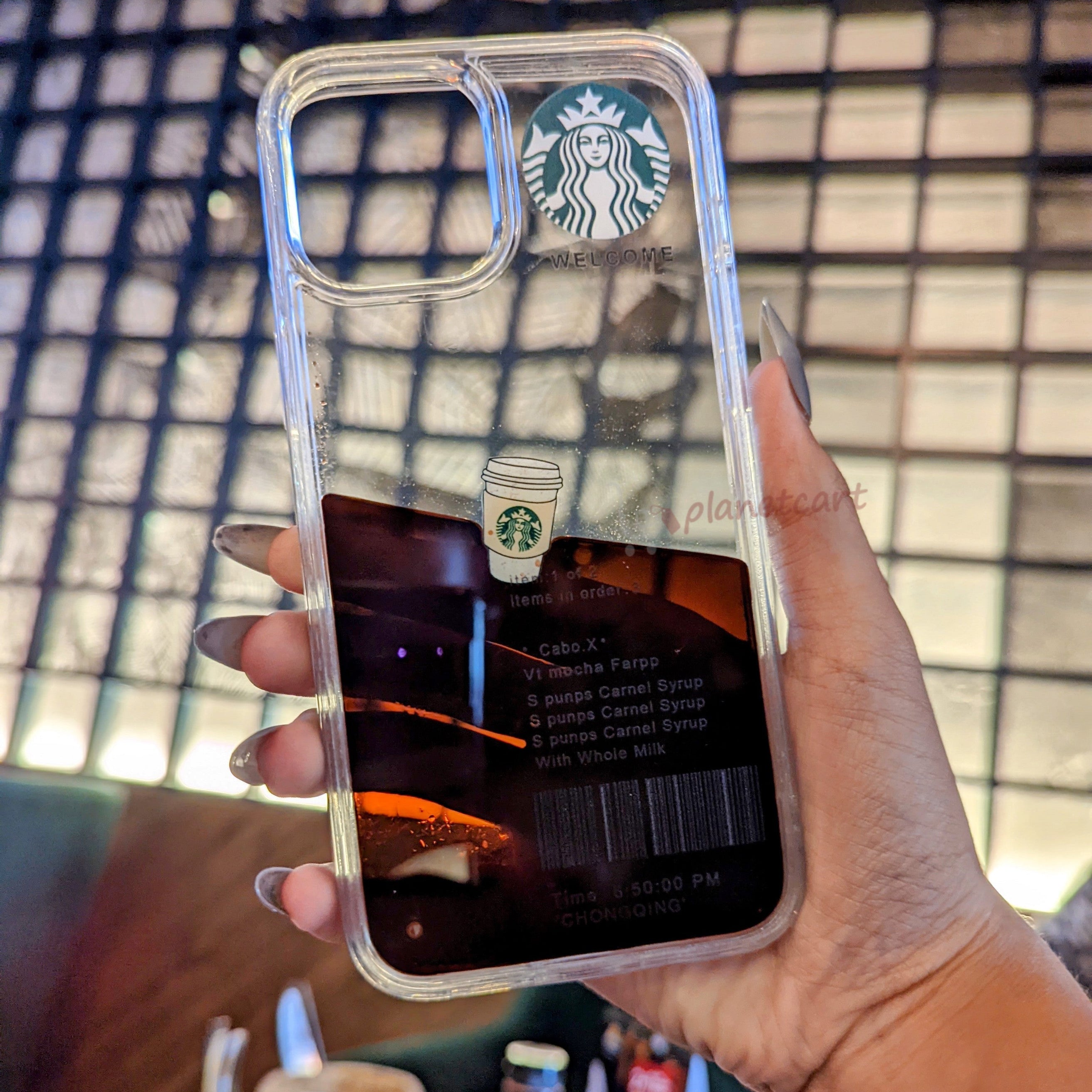 High Tensile Silicon Clear Starbucks Floating Coffee Cup Case For iPhone 13