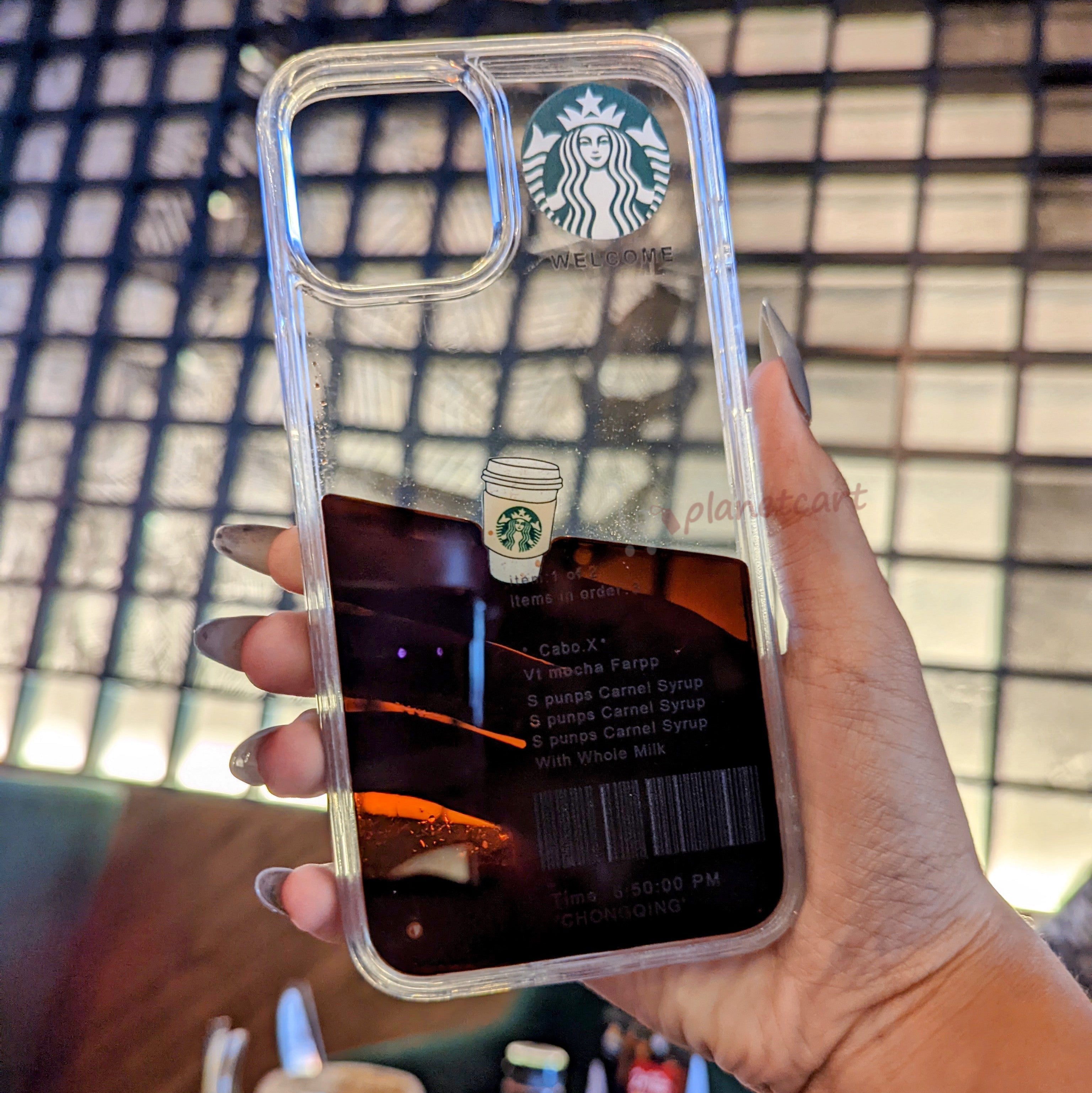 High Tensile Silicon Clear Starbucks Floating Coffee Cup Case For iPhone 13