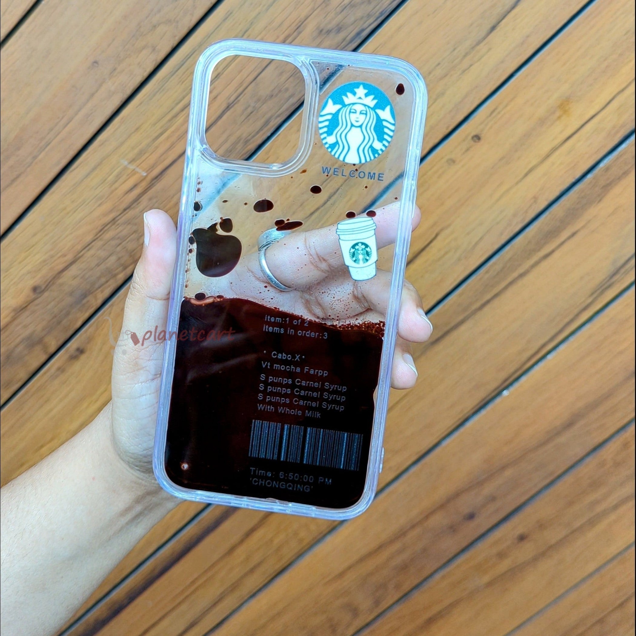 Crystal Clear Starbucks Floating Coffee Cup Case For iPhone 13 Pro