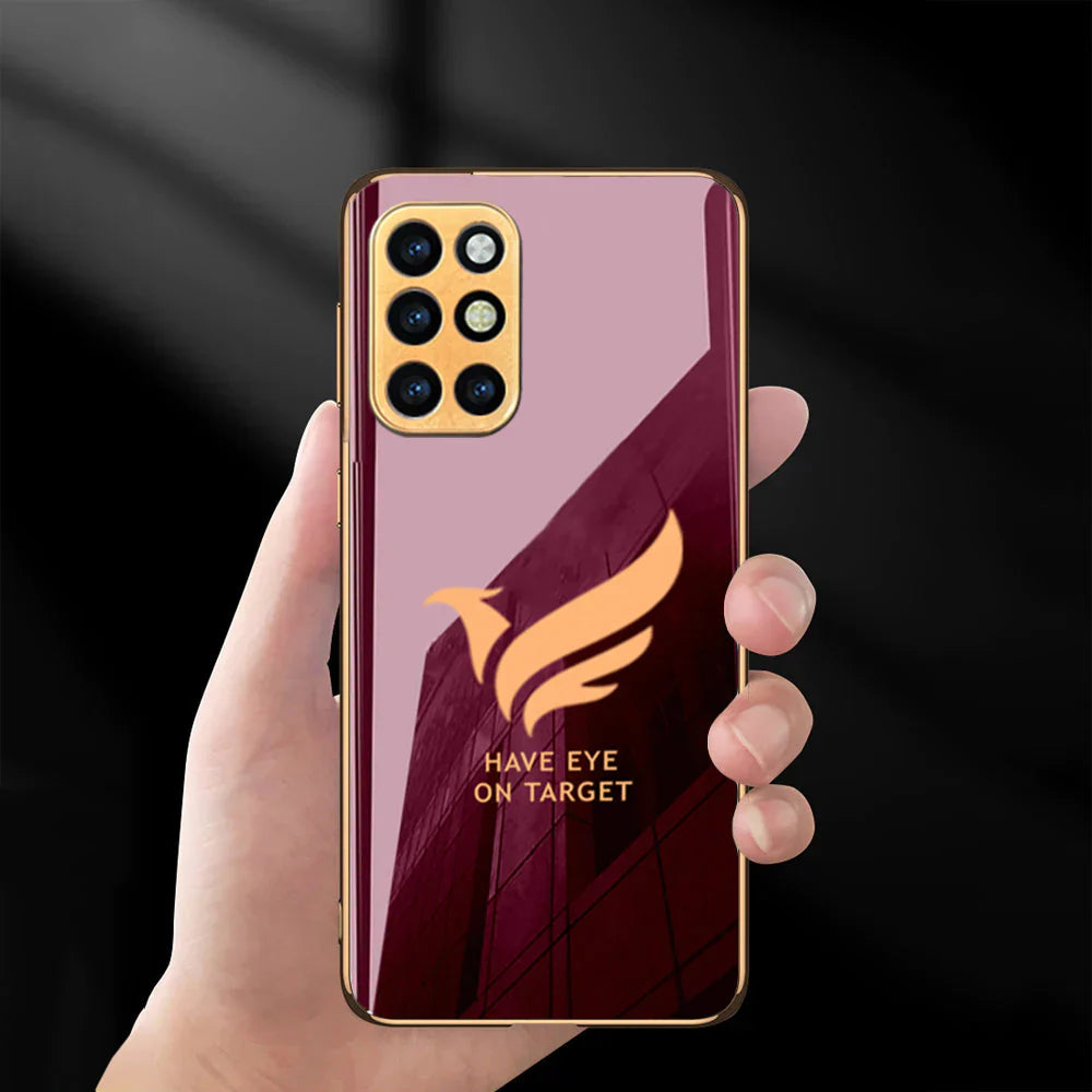 Luxury Bird Pattern Glass Back Case With Golden Edges For Oneplus 8T