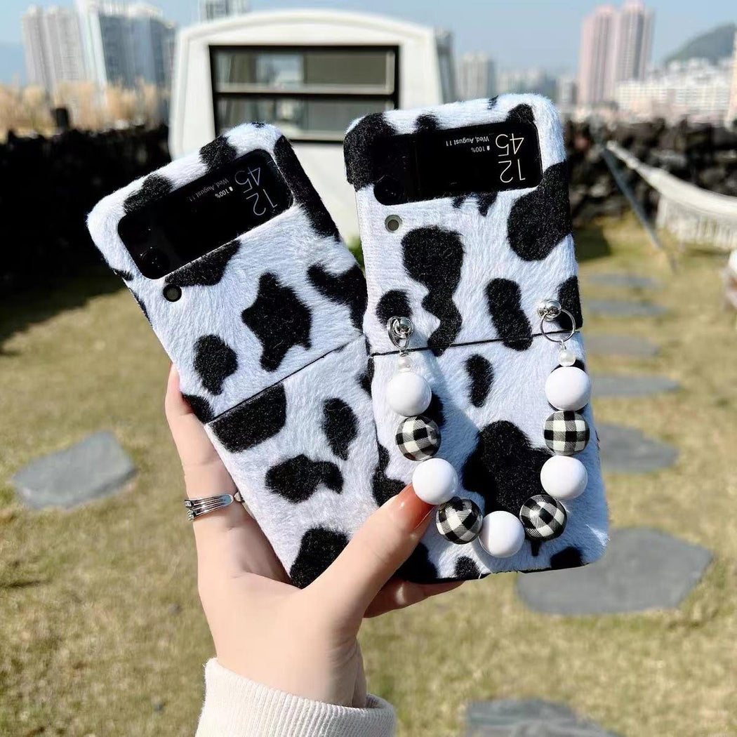 Premium White Black Print With Bracelet Phone Case for Samsung Galaxy Z Flip 4