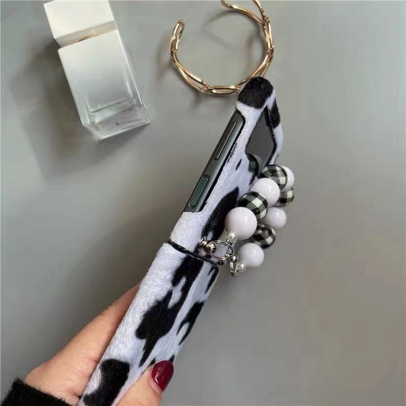 Premium White Black Print Bracelet Chain Phone Case for Samsung Galaxy Z Flip 3