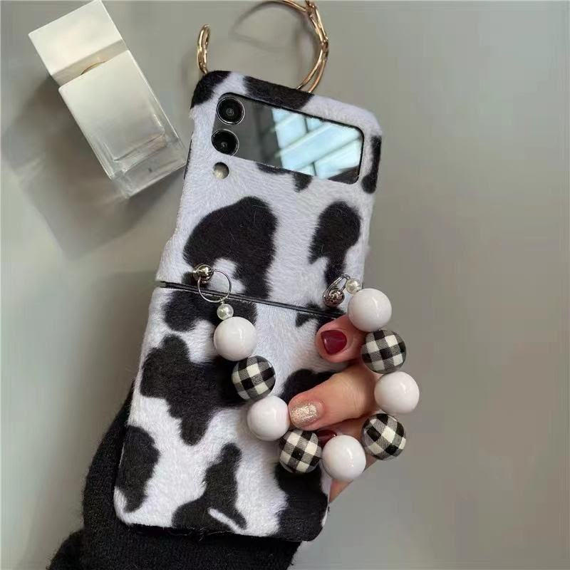 Premium White Black Print With Bracelet Phone Case for Samsung Galaxy Z Flip 4