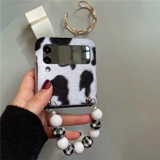 Premium White Black Print Bracelet Chain Phone Case for Samsung Galaxy Z Flip 3