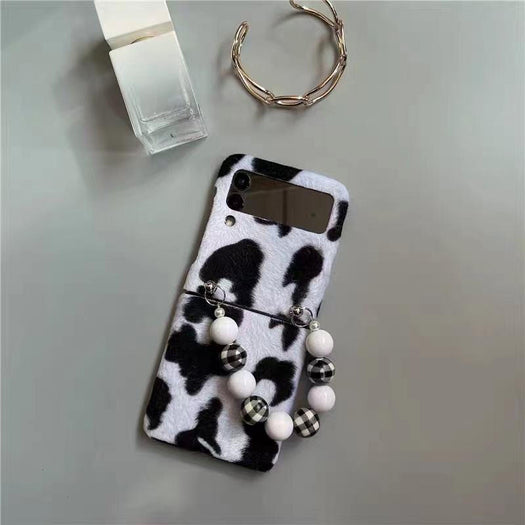 Premium White Black Print With Bracelet Phone Case for Samsung Galaxy Z Flip 4