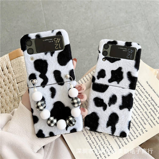 Premium White Black Print With Bracelet Phone Case for Samsung Galaxy Z Flip 4