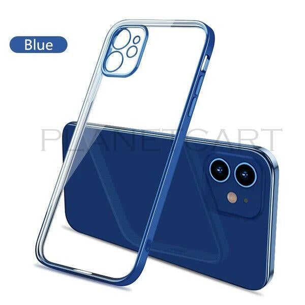 Luxury Square Clear Silicon Case With Camera Protection For iPhone 12