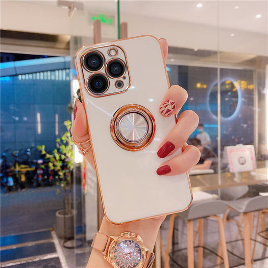 Luxurious Electroplating Ring Holder Soft Silicone Back Case  For iPhone 13 Pro