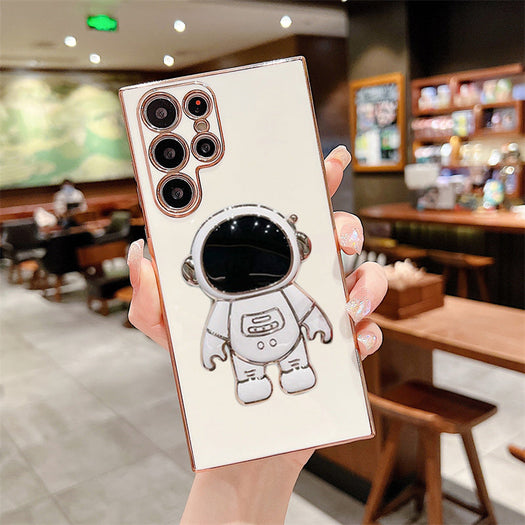 Astronaut Luxurious Gold Edge Back Case For Samsung Galaxy S22 Ultra