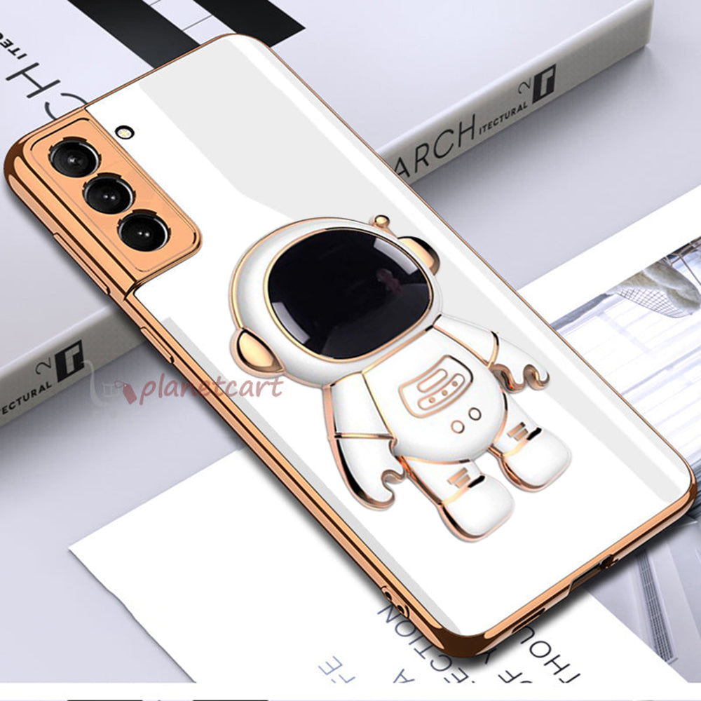 Astronaut Luxurious Gold Edge Back Case For Samsung Galaxy S21 Fe