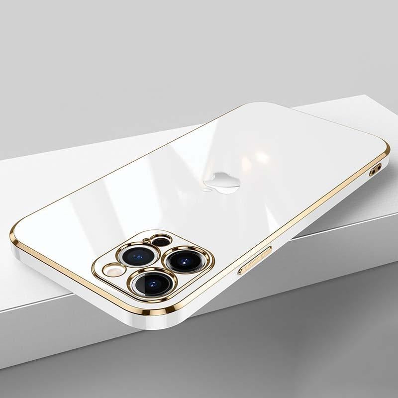 New Luxurious Glass Back Case With Golden Edges For iPhone 12 Pro Max - planetcartonline