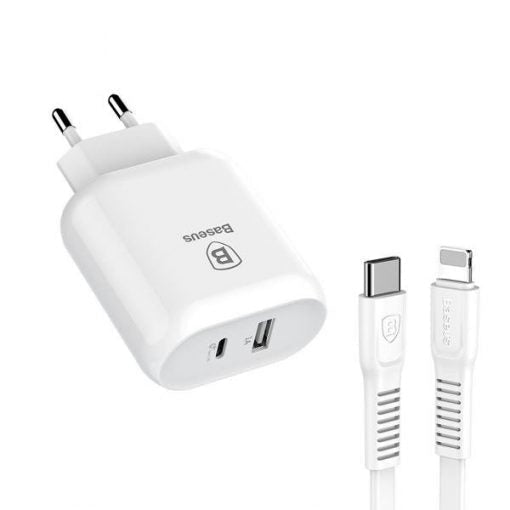 Baseus Bojure Series Type-C PD+U Quick Charge Charging Set 30W with Type-C to Lightning PD Cable Set