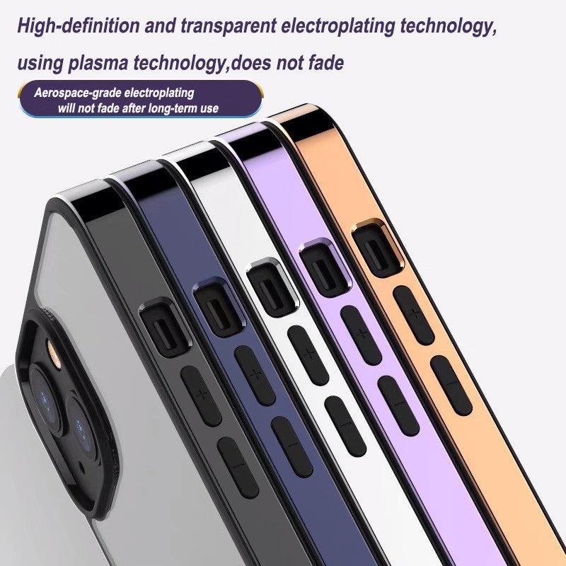 Premium Aerospace Grade Electroplated Edges Transparent Back Case for iPhone 13