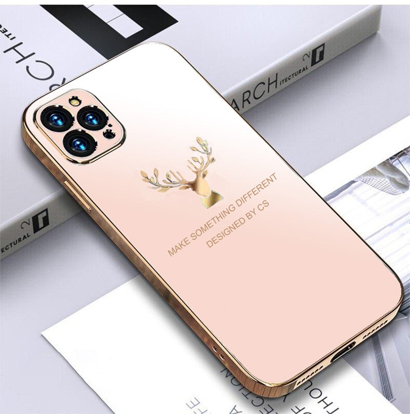 Glossy Electroplated Deer Back Case For iPhone 12 Pro - planetcartonline