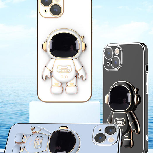 Astronaut Luxurious Gold Edge Back Case For iPhone 13