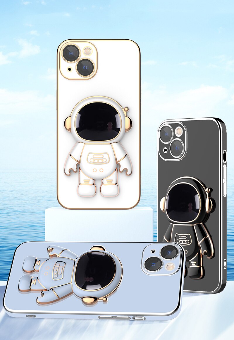 Astronaut Luxurious Gold Edge Back Case For iPhone 13