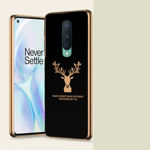Luxury Golden Edges Deer Glass Back Case For Oneplus 8 - Premium Cases
