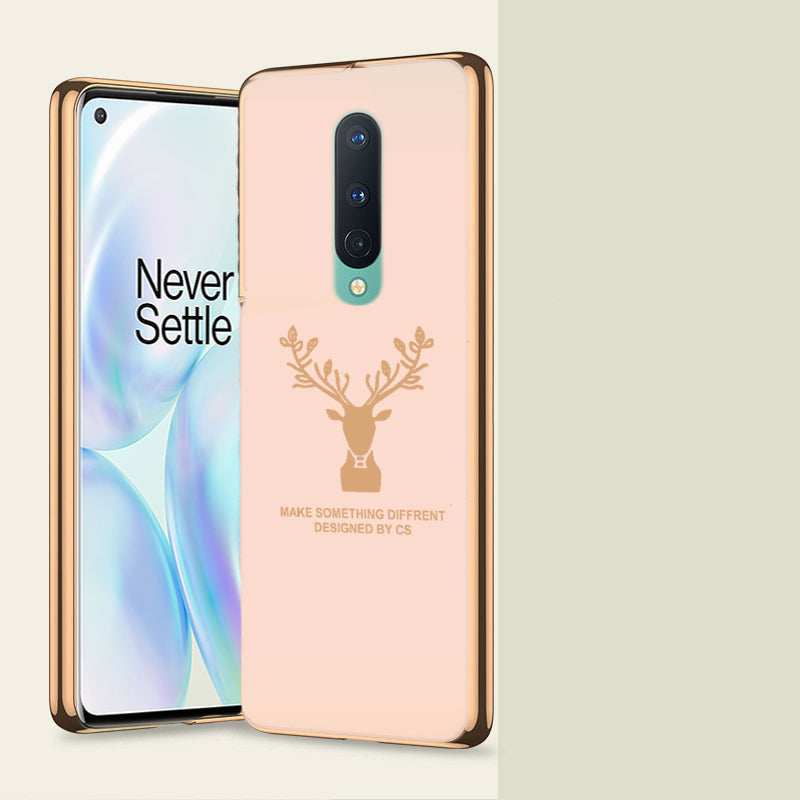 Luxury Golden Edges Deer Glass Back Case For Oneplus 8 - Premium Cases