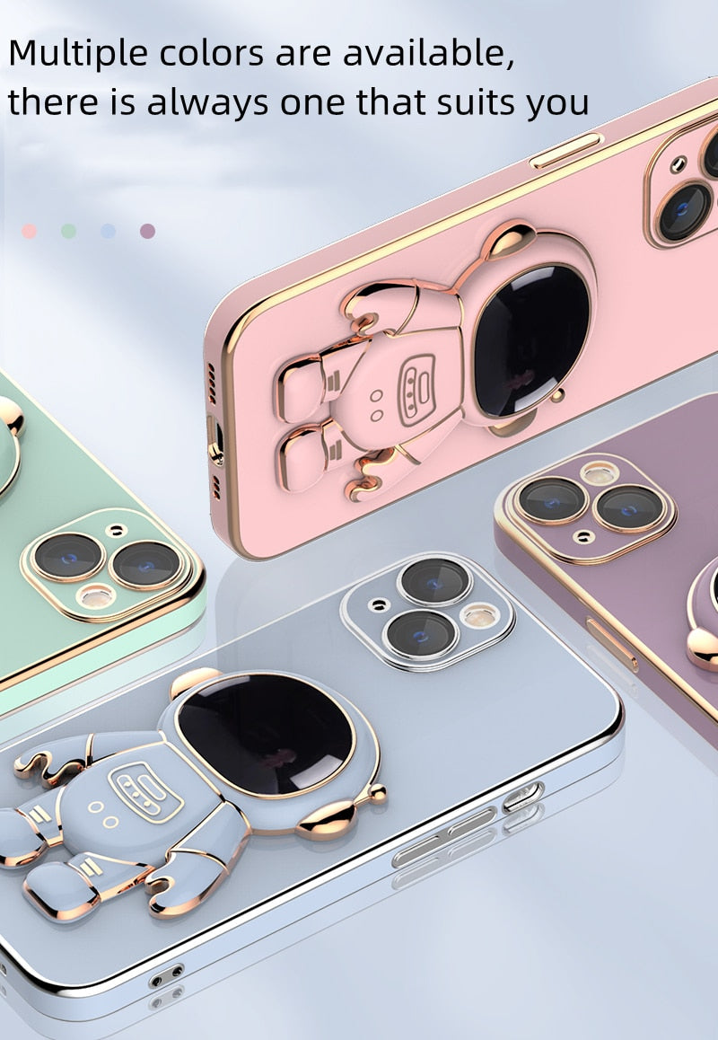 Astronaut Luxurious Gold Edge Back Case For iPhone 13