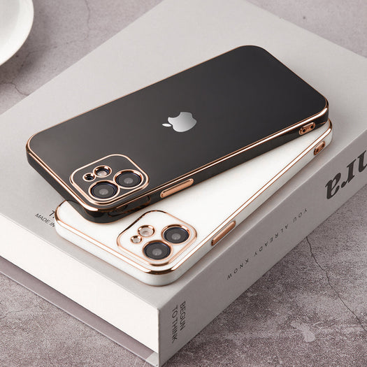 Luxurious Gold Edge Glass Back Case For iPhone 11