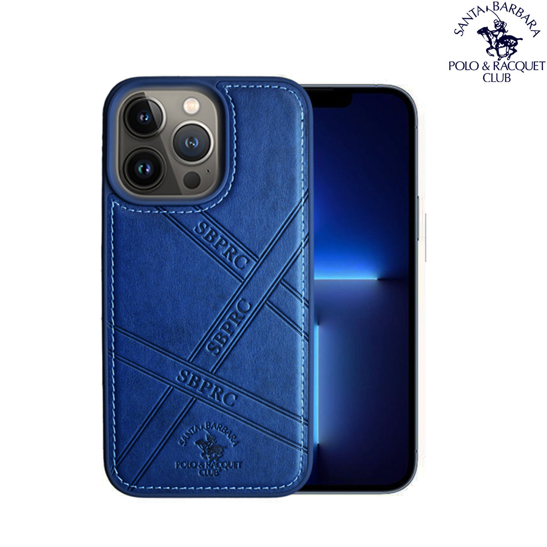 Santa Barbara Special Impression Series Genuine Blue Leather Case For iPhone 13 Pro