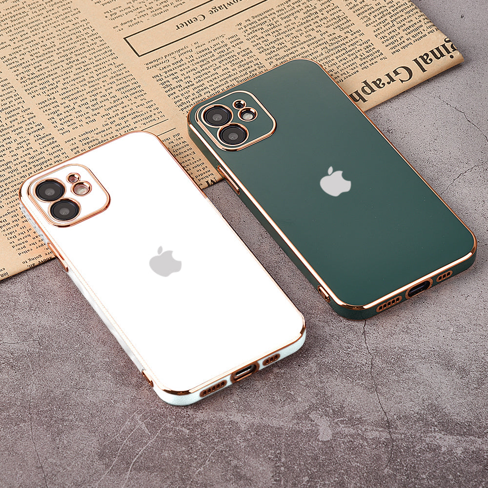 Luxurious Gold Edge Glass Back Case For iPhone 11