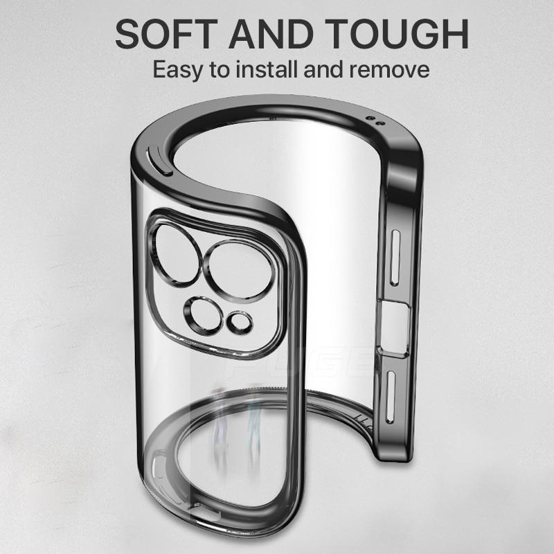 Luxury Square Silicon Clear Case With Camera Protection For iPhone 13 Series - planetcartonline