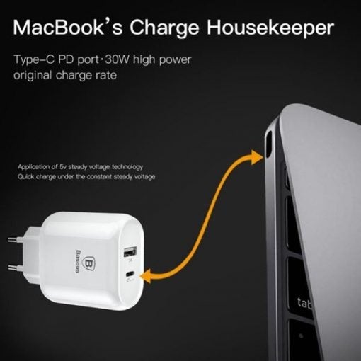 Baseus Bojure Series Type-C PD+U Quick Charge Charging Set 30W with Type-C to Lightning PD Cable Set