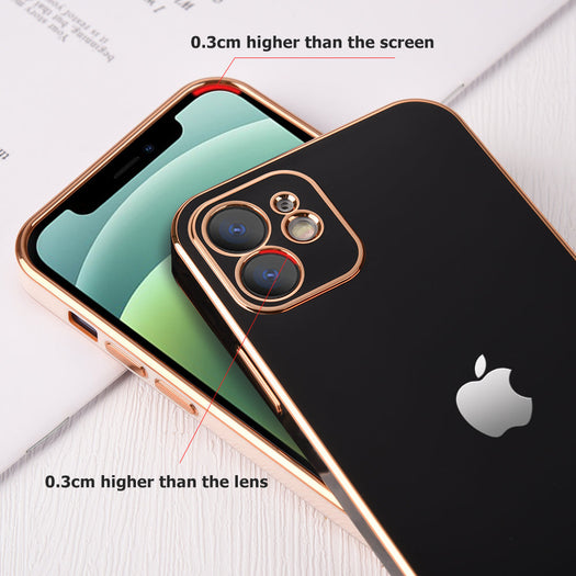 Luxurious Gold Edge Glass Back Case For iPhone 11