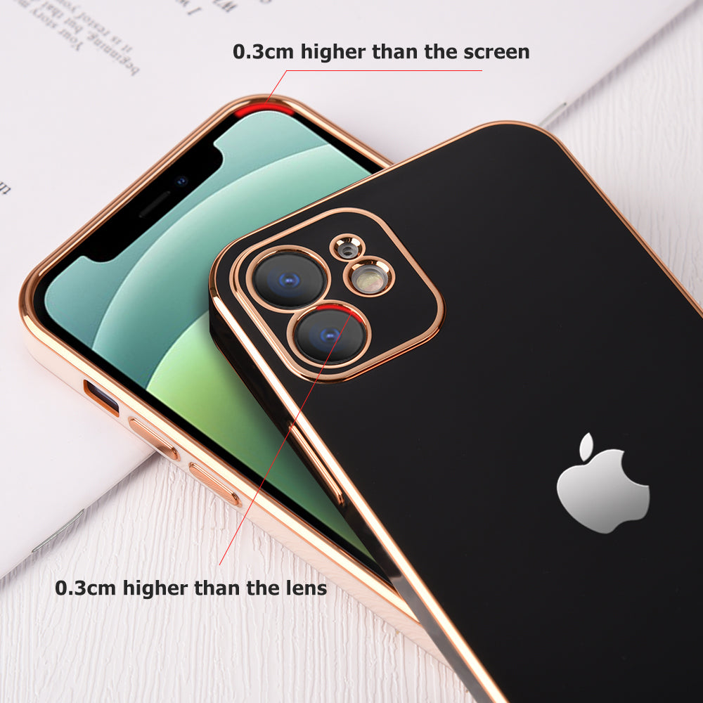 Luxurious Gold Edge Glass Back Case For iPhone 11