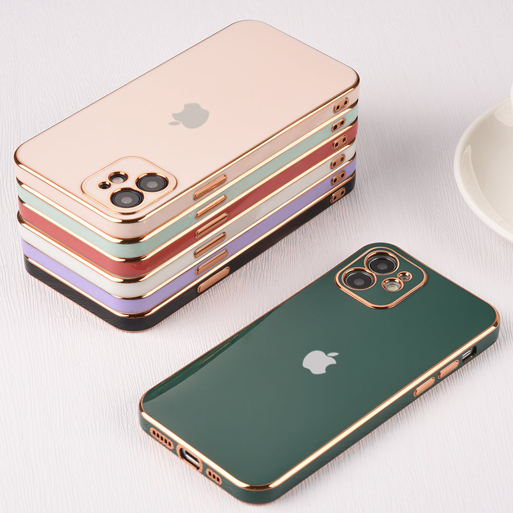 Luxurious Gold Edge Glass Back Case For iPhone 11