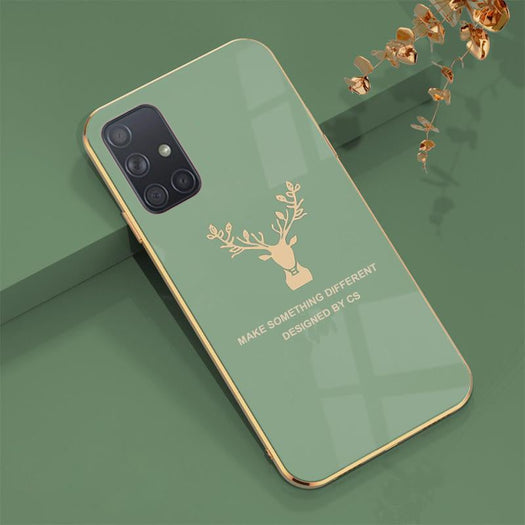 Luxury Electroplated Glass Case With Golden Edges For Samsung Galaxy A71