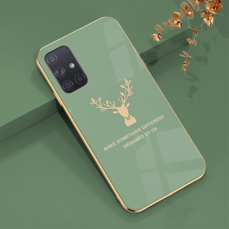 Luxury Electroplated Glass Case With Golden Edges For Samsung Galaxy A71
