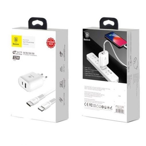 Baseus Bojure Series Type-C PD+U Quick Charge Charging Set 30W with Type-C to Lightning PD Cable Set