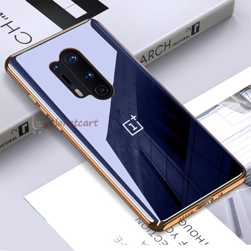 Luxury Glossy Gold Edge Glass Back Case For Oneplus